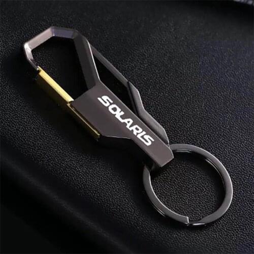 Laser engraving style car Keychain Metal Alloy Buckle Waist Car Key Chain car logo Key Chain accessories for Hyundai SOLARIS