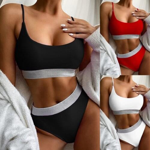Womens Swimsuit New High Waist Swimwear 2021 Swim Bikini Set Sequin bikinis Push Up Bathing Suit Woman Biquini Two Piece Suits
