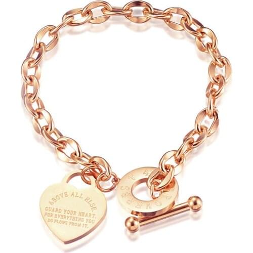 Hot Sale Heart Stainless Steel Charms Bracelets Bangles Female Heart Love Bracelet For Women