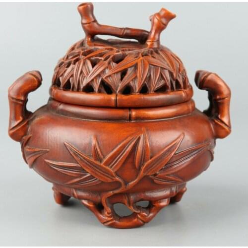 Chinese Exquisite Hand-Carved Boxwood Incense Burner