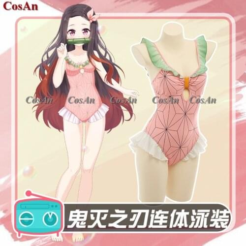 Anime Demon Slayer:Kimetsu No Yaiba Kamado Nezuko Cosplay Costume Lovely Sweet Swimsuit Bikini Activity Party Role Play Clothing