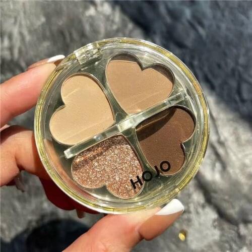 Lucky Love 4 Colors Eye Shadow Palette Shimmer Matte Soft Touch Shiny Highlights Long Lasting Pigmented Glitter Eyes Makeup