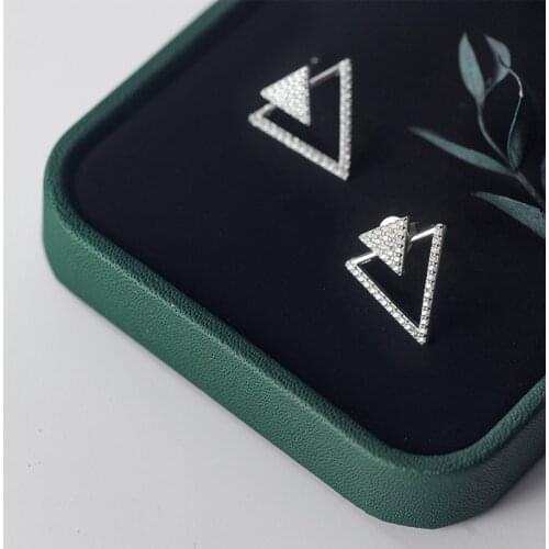 Modian Shiny Clear CZ Big Triangle Dangle Earring for Women Sterling Silver 925 Geometric Drop Earring Ol Style Fine Jewelry