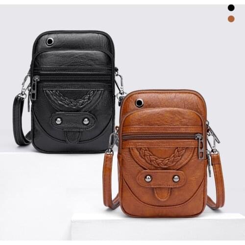 Fashion Women Shoulder Bag 2021 New PU Leather Crossbody Bag Retro Mobile Phone Bag Multifunction Shoulder Bag Lady Handbag sac