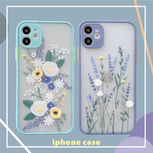 Fashion Flower Soft Acrylic Phone Case For Apple iPhone SE 2020 11 12 Pro Max X XR XS 8 7 Plus Clear Floral Silicone Back Cover