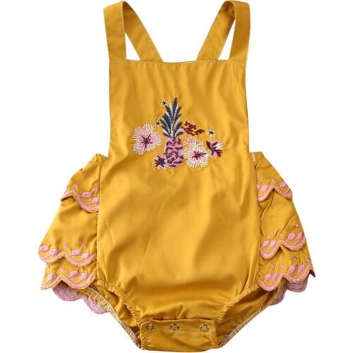 2020 New Summer Newborn Baby Girl Romper Sleeveless Embroidered Floral Ruffle Tutu Jumpsuit Infant Girl Princess Outfit