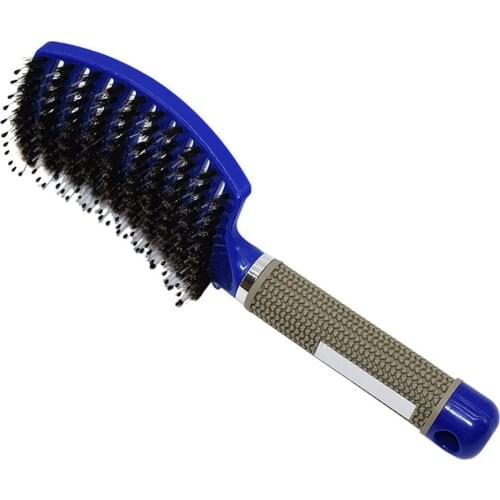 Hairdressing Comb Curved Boar Bristles Smooth Hair Curling Comb Styling Comb Straight Hair Massage Comb Non-slip design