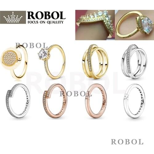 PDB JZ 12 Original Brand 100% 925 sterling silver ring engraved with sparkling logo love heart diamond ring Feather female ring