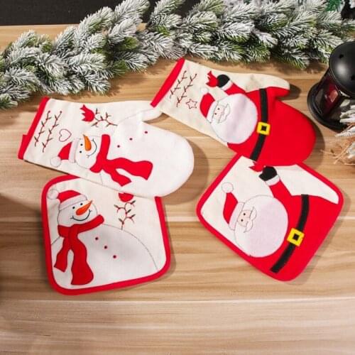 Oven Mitts Baking Anti-Hot Gloves Pad Oven Microwave Insulation Mat Christmas Decoration Baking Kitchen Tools