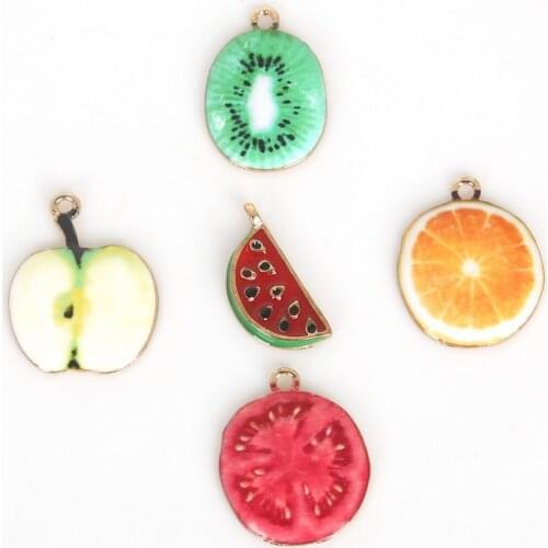 Drop Oil Enamel Metal Alloy Cute Mix Fruit Shaps Charm Pendant For DIY Earring Bracelet Necklace Jewelry Findings Craft Making