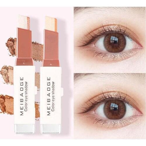 Professional 2 In 1 Double Color Gradient Velvet Shadow Stick Eye Makeup Waterproof Lasting Shimmer Metallic Eyeshadow Makeup