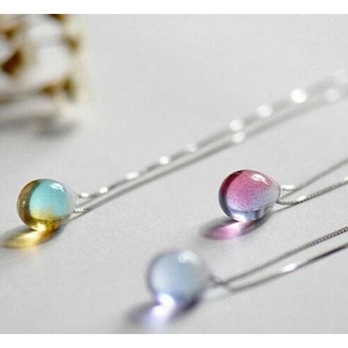 Romantic Tiny Beach Mermaid Necklace Ocean Sea Necklace Invisible Transparent Fishing Line Short Chain Mermaids Tears Necklace