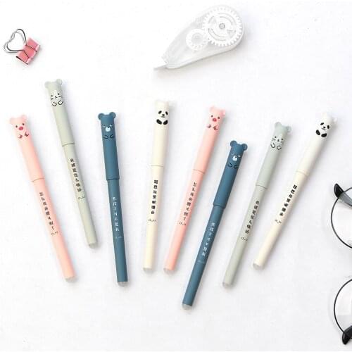 4 Pcs/lot Cartoon Animals Erasable Pen 0.35mm Cute Panda Pig Kawaii Gel Pens for School Writing Novelty Stationery Girls Gifts