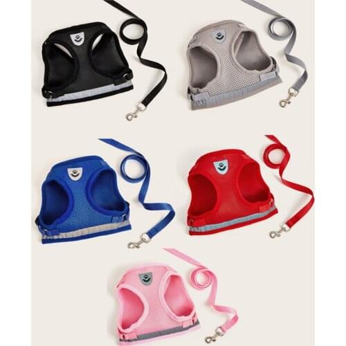 Puppy Cat Harnesses Vest Breathable Mesh Cloth Chest Back Dog Harness Walking Lead Leash
