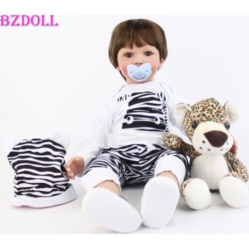 60cm Big Size Silicone Vinyl Reborn Baby Boy Doll Toy For Girl Lifelike 24 inch Toddler Alive Bebe Child Birthday Gift