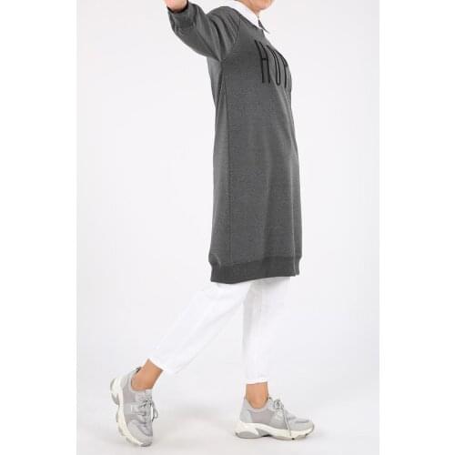 Raglan Sleeve Embroidered Sweatshirt Tunic