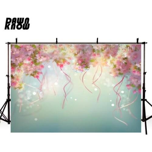 DAWNKNOW Floral Vinyl Photography Background Sparkle New Fabric Polyester backdrop For Wedding Photo Studio Props F2069