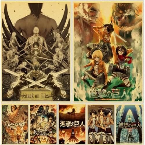 WTQ Canvas Painting Janpnese Anime Attack on Titan Anime Retro Posters Wall Decor Wall Art Picture Room Decor Home Decor