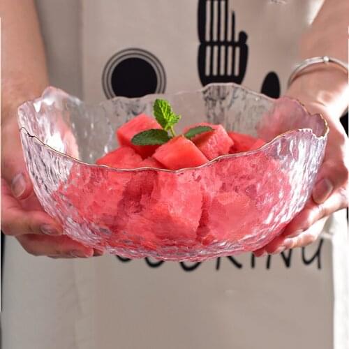 Japanese Irregular Phnom Penh Salad Bowl Fruit and Vegetable Plate Creative Fruit Plate Home Style Transparent Dessert Bowl Set