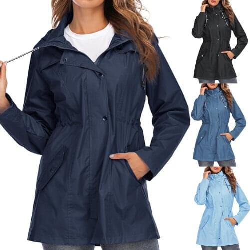 Women Outdoor Rain Jacket Waterproof Lightweight Hoodie Raincoat Windbreaker Jacket