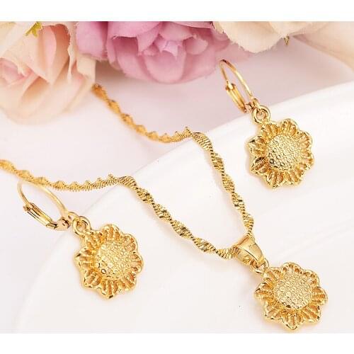 Gold Necklace Earring Set Women Party Gift sunflower Jewelry Sets daily wear mother gift DIY charms women girls Fine Jewelry