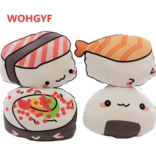 1pc 45cm*40cm Kawaii Salmon Sushi Pillow Stuffed Plush Rice and Vegetable Roll Cushion Toys Creative Kids' Gifts