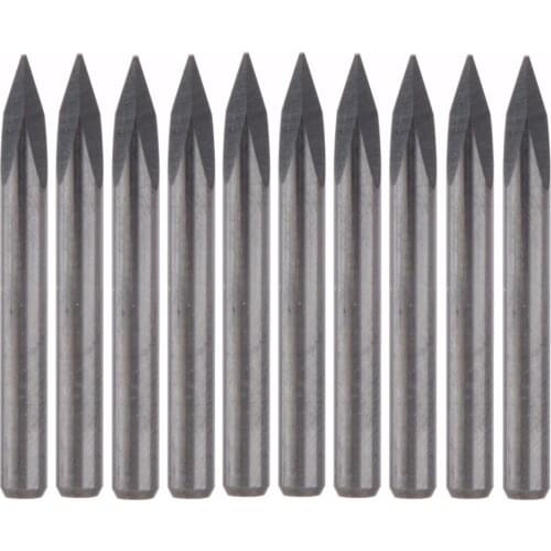 10Pcs 30 Degree Carbide Steel CNC Router Pyramid engraving Bits 0.3mm