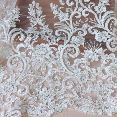 135cm white Wedding bridal Dress Applique DIY Bridal Headdress scarf veil Embroidered Lace Fabric Patch curtain free ship