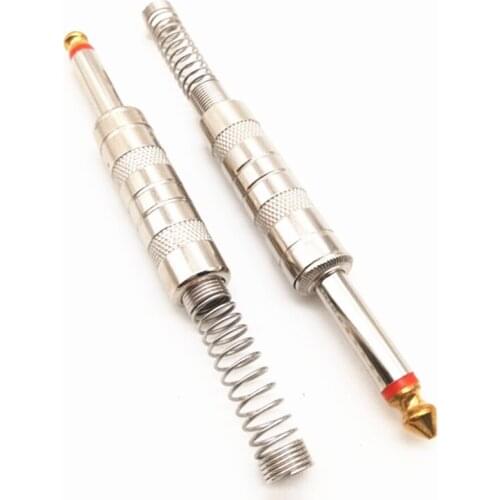 2pcs/lot 6.35mm 1/4" Male Mono Plug 6.35mm Connector Audio Plug Jack 6.5mm Amplifier Microphone Plug