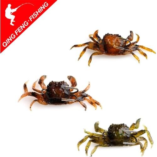 3pcs/lot Artificial Fishing Lures Crab Lure Bait 3D Simulation Soft Fish Bait with Sharp Hooks