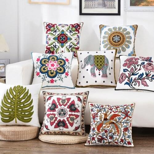 45*45cm Vintage Embroidery Pillow case Cushion Cover Ethnic National Handmade Flower Embroidered Boho