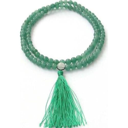 6mm 108 Green Gem Stone Beads Tibetan Buddhist Prayer Rosary Meditation Japa Mala