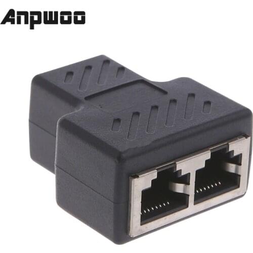 ANPWOO 1 To 2 Ways LAN Ethernet Network Cable RJ45 Female Splitter Connector Adapter For Laptop Docking Stations