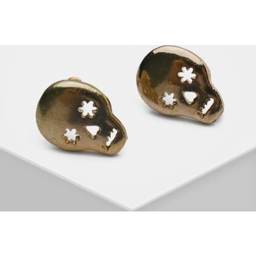 AORITA Metal simple skull Unisex Stud earrings