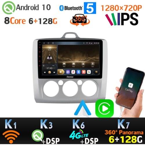 1280*720P Android 10 GPS Radio For Ford Focus AT MT 2004-2011 Car Multimedia Player CarPlay Head Unit 360 Panoramic Camera SPDIF
