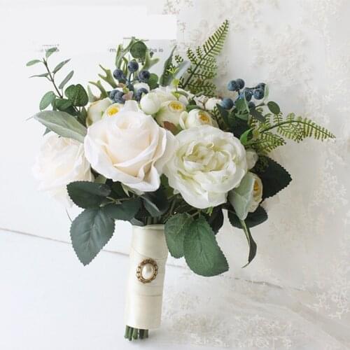 White Elegant Handmade Artificial Flower Wedding Decoration of Wedding Bouquet Wedding Flowers Bridal Bouquets Brida