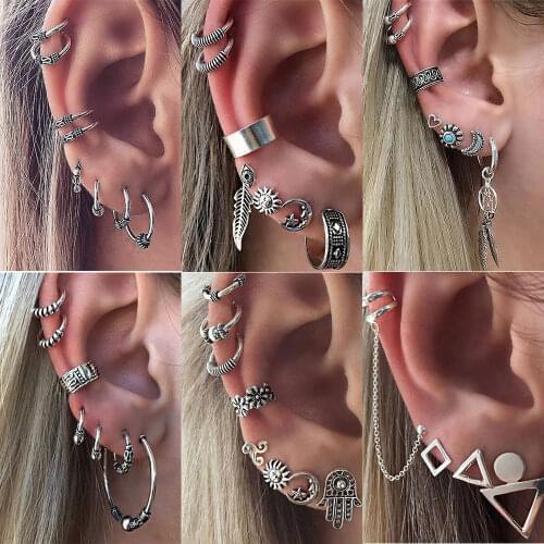 Boho Gold Acrylic Stone Earrings Set Women Heart Moon Leaves Geometric Feather Female Earring Fashion Party Jewelry Gifts 2020