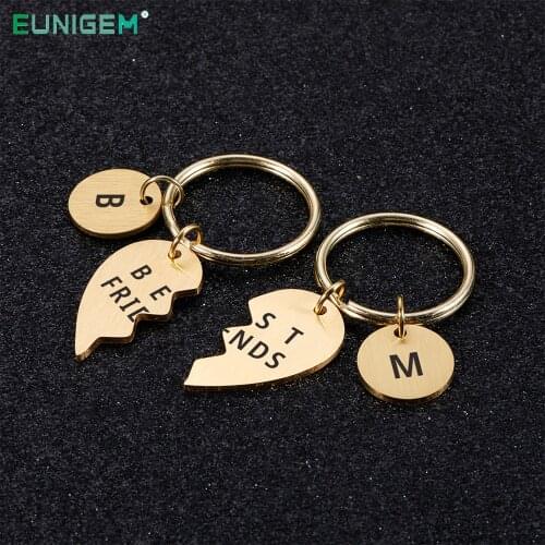 2PCS BF Keychains Personalized Custom Initial Names Keychain Birthday Christmas Gifts Key Chain for Best Friend Keyring