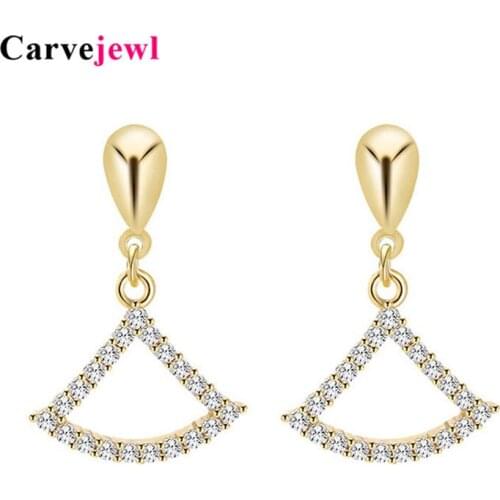 Carvejewl romantic cute earrings sector shape crystal rhinestone acrylic pearl fishtail drop dangle earrings for women jewelry