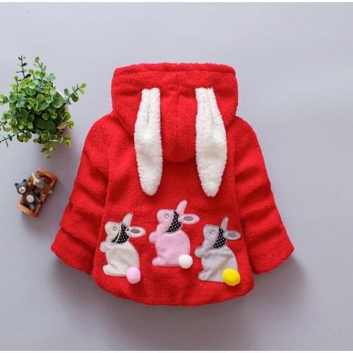 Baby Girls Jacket Newborn Autumn Tops Kids Warm Coat Infant rabbit Ear Hoodies Cotton bebe Outerwear Children Clothing for