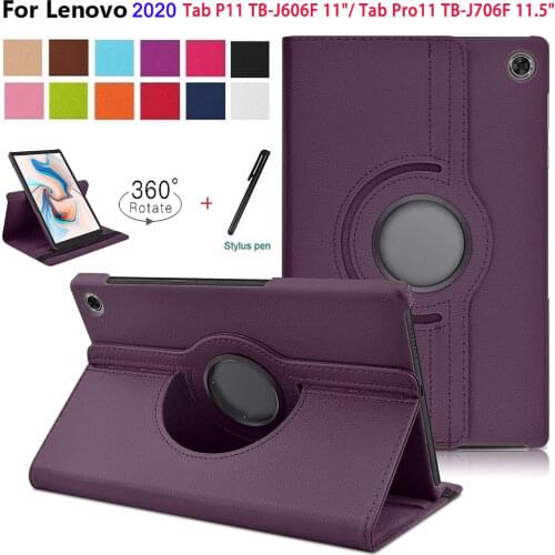 For Lenovo 11" Tab P11 TB-J606F 360 Degree Rotating Stand Tablet Cover For Lenovo 11.5" P11 Pro TB-J706F Cover Case With wake-up