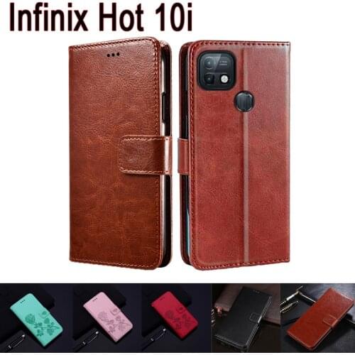 Phone Case For Infinix Hot 10i Cover Flip Wallet Stand Magnetic Card Etui Book On For Infinix Hot 10 I X659B Leather Case Funda