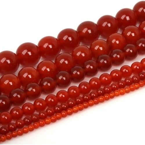 Hot Sale Fashion Nature Red Round Ball Beads Dyed 15" For DIY Jewelry making 3mm 4mm 6mm 8mm 10mm 12mm pick