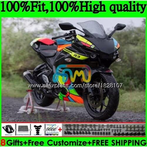 Injection For YAMAHA YZF R3 R25 R 25 YZFR25 14 15 16 17 113BS.187 YZF-R3 YZF-R25 rainbow blk YZFR3 2014 2015 2016 2017 Fairings
