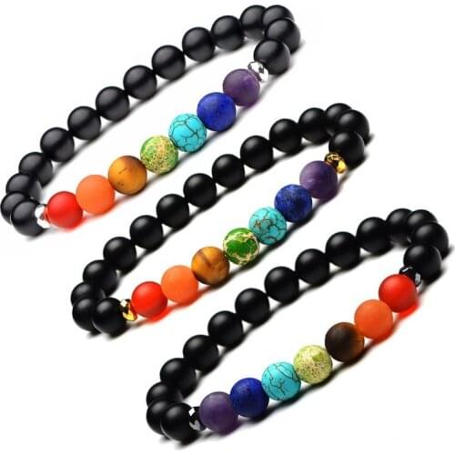 Druzy 6PC 8mm Natural Hematite Yoga Energy Round Beads Bracelet Aura Natural Hematite Stone 7 Chakra Frosted Beads Bracelet