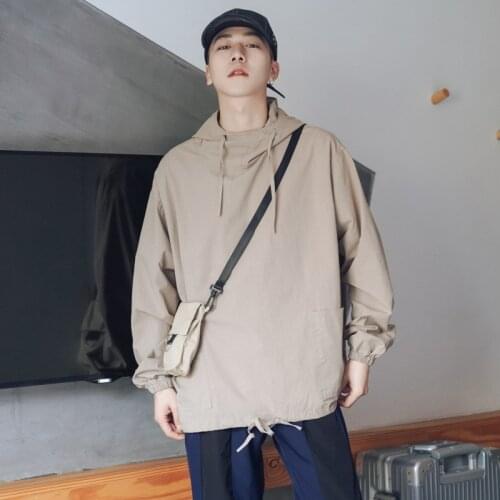 2021 New Spring Men Streetwear Pocket Cargo Hooded Jackets Coat Mens Harajuku Oversized Windbreaker Male Hip Hop Bomber Jacket