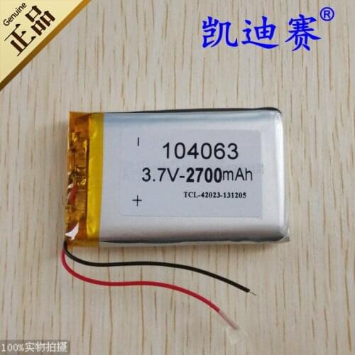3.7V polymer lithium battery 2700mAh 104063 LED mobile power core Rechargeable Li-ion Cell Rechargeable Li-ion Cell