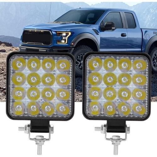48W Square Bright LED Spotlight Car Work Light Car SUV Truck Excavator Driving Fog Lamp for Car Repairing Camping Hiking Fishing