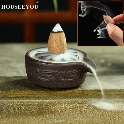 Mini Waterfall Incense Burners Creative Home Decor Aroma Cone Burner Ceramic Censer Backflow Incense Cones Incense Stick Burner