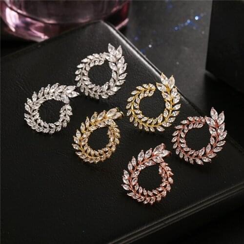 Fashion Unusual Zircon Brass Studs Earrings For Women Vintage Luxury Fresh Flower Spikes Earring Trendy Female Jewelry Gift